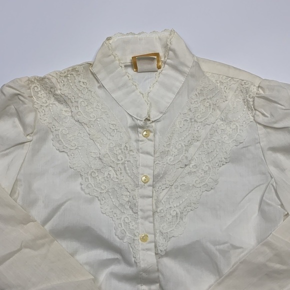 Eber San Fransisco White Vintage Long Sleeve Blouse Size Medium - Picture 6 of 6